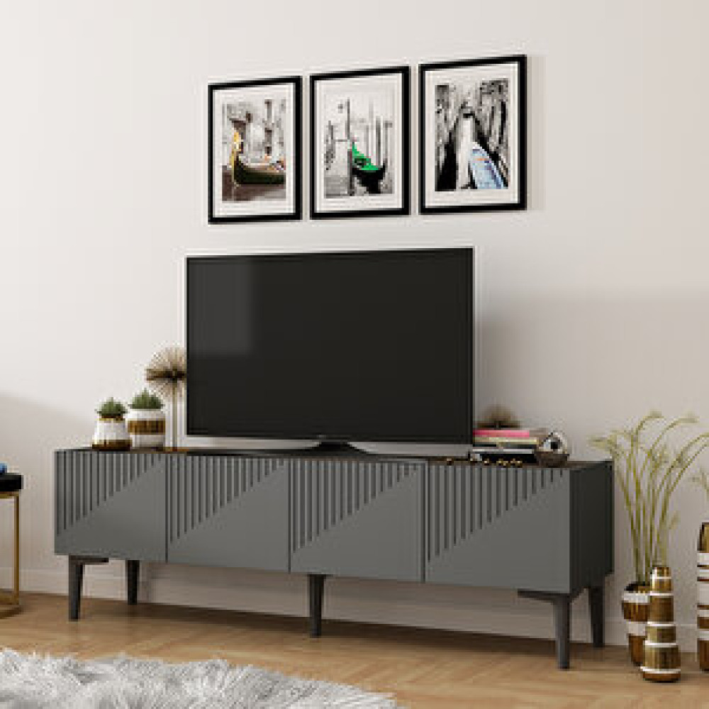 ZerkaConcept Erva Tv Ünitesi Tv Sehpası Antrasit Ceviz Tv Ünitesi / Sehpası Fiyatı