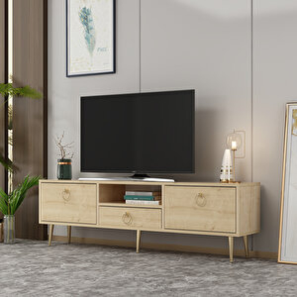 ZerkaConcept Girit 2 Kapaklı Raflı Ve Çekmeceli Tv Sehpası Tv Ünitesi Safirmeşe Tv Ünitesi / Sehpası Fiyatı