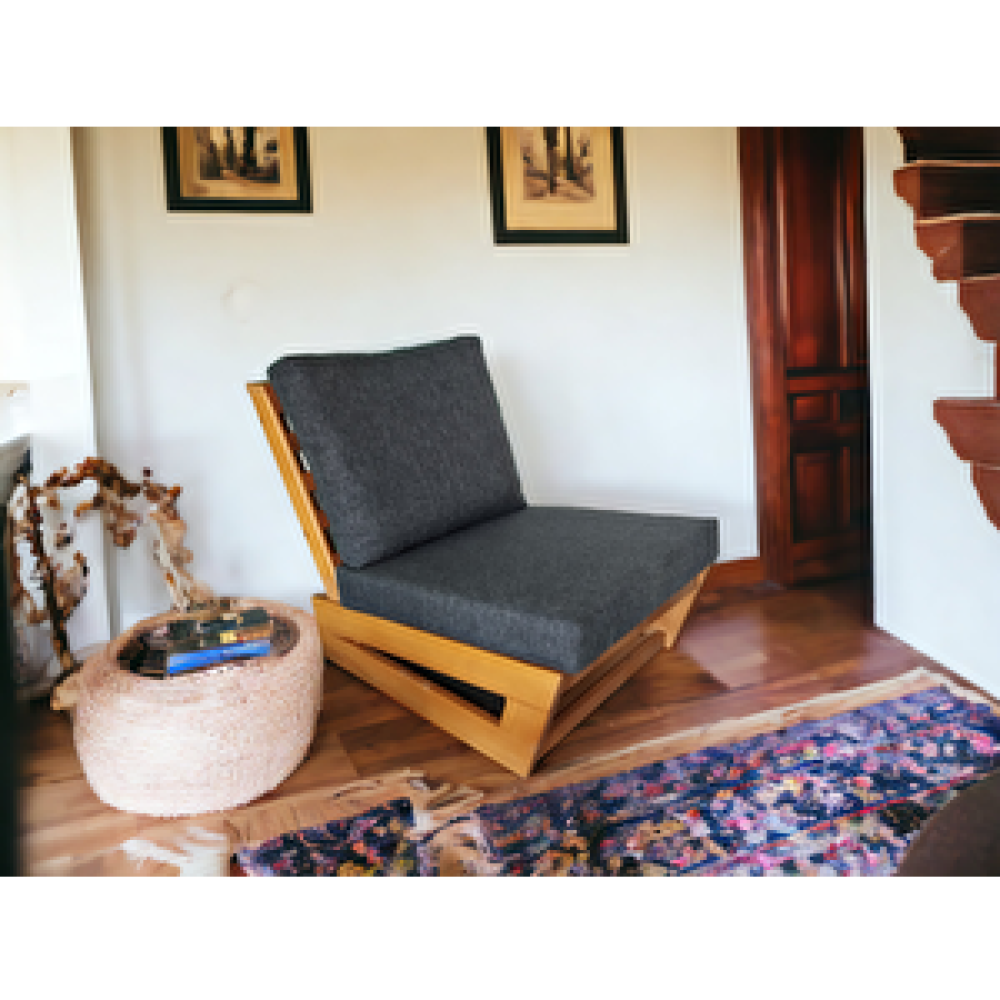 ZerkaConcept Nepal Bahçe Balkon Masif Çam Ahşap Koltuk - 1 Adet Tekli Koltuk Antrasit Gri Bahçe Koltuğu Fiyatı