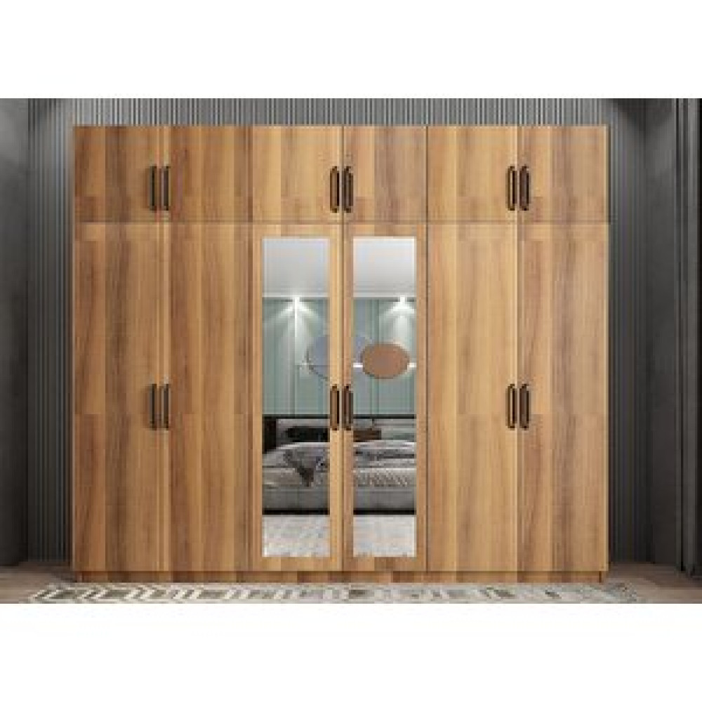 ZerkaConcept Pamela 12 Kapaklı Gardırop Dolap Ceviz 208 Cm Montaj Dahil Gardrop & Dolap Fiyatı