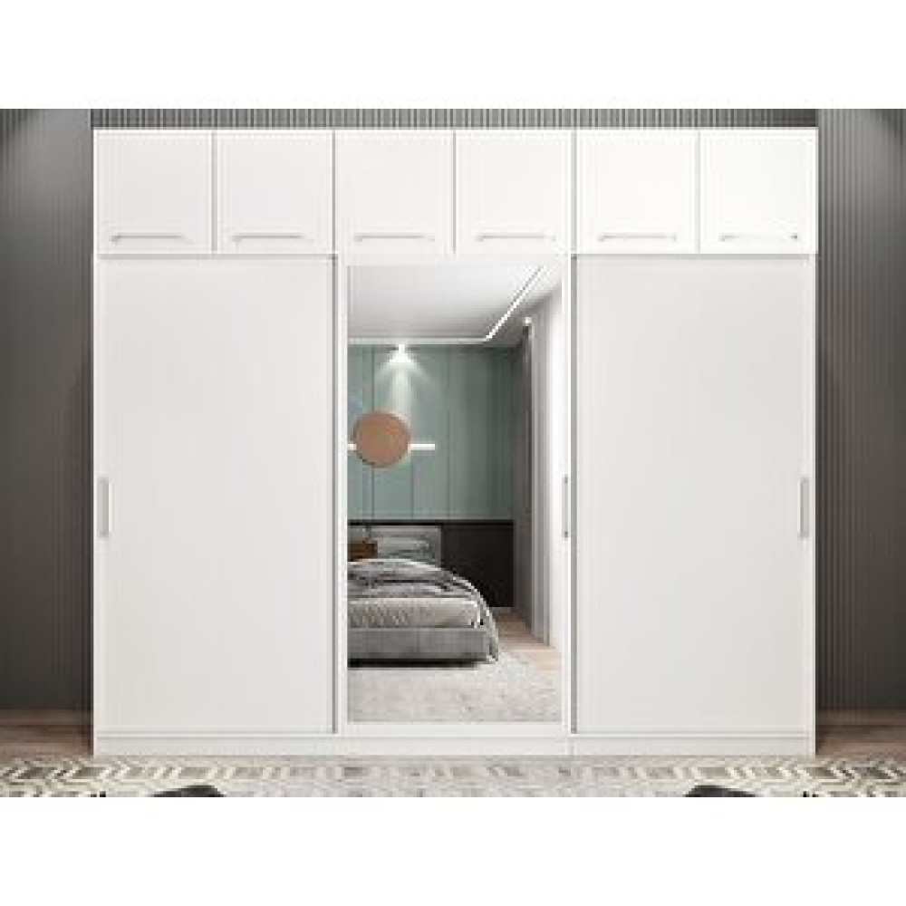 ZerkaConcept Runa Sürgü Kapaklı Dolap Gardırop Yüklüklü Beyaz 180cm Montaj Dahil Gardrop & Dolap Fiyatı
