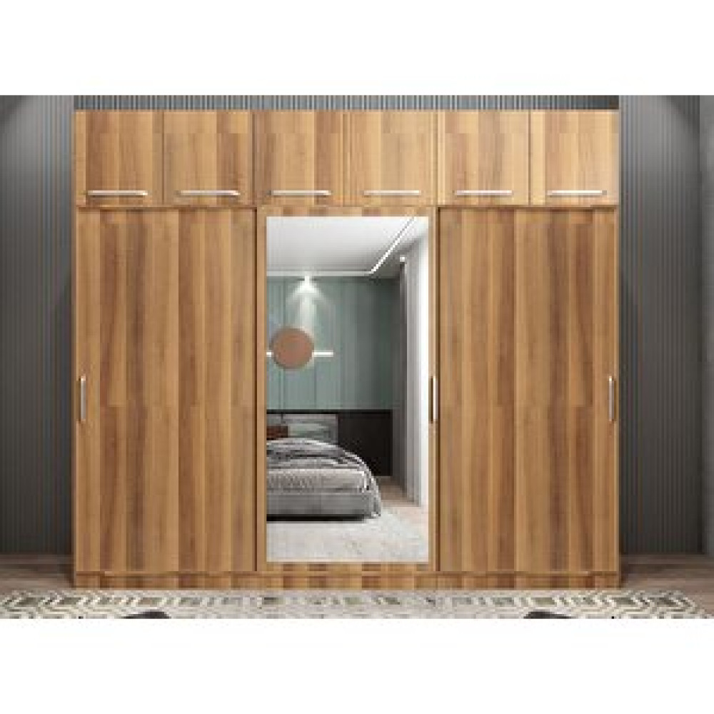 ZerkaConcept Runa Sürgü Kapaklı Dolap Gardırop Yüklüklü Ceviz 240 Cm Montaj Dahil Gardrop & Dolap Fiyatı