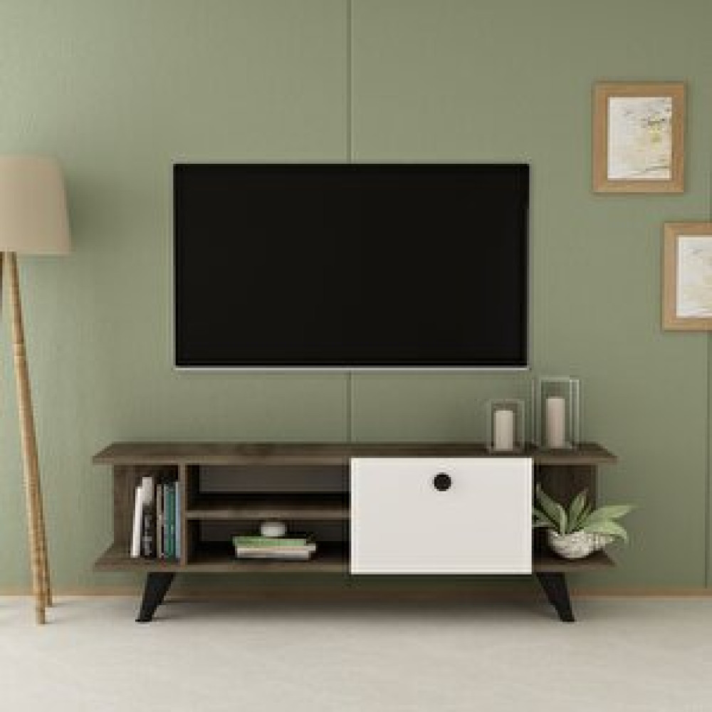 ZerkaConcept Smart Tv Ünitesi Tv Sehpası Ceviz Beyaz Tv Ünitesi / Sehpası Fiyatı