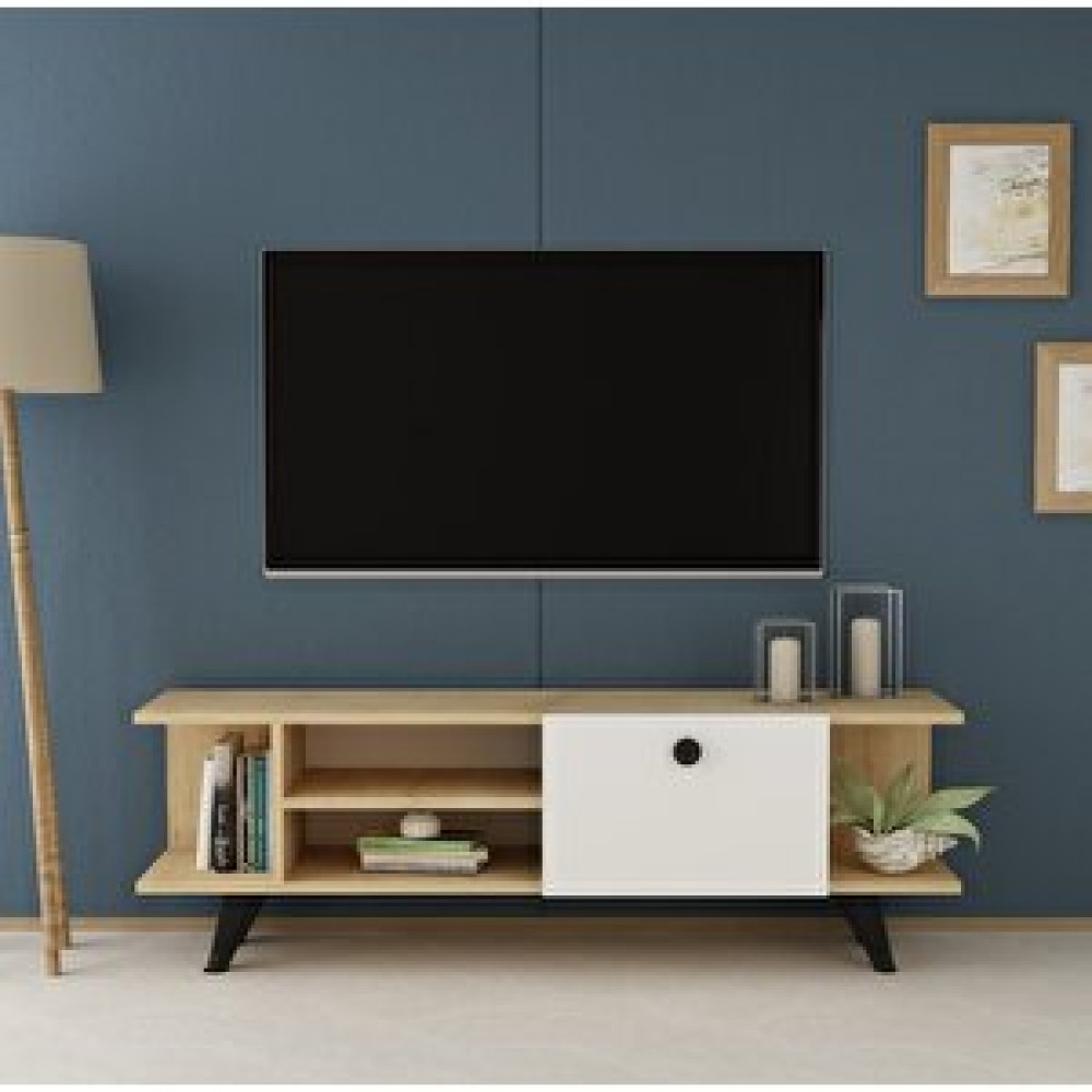 ZerkaConcept Smart Tv Ünitesi Tv Sehpası Safirmeşe Beyaz Tv Ünitesi / Sehpası Fiyatı