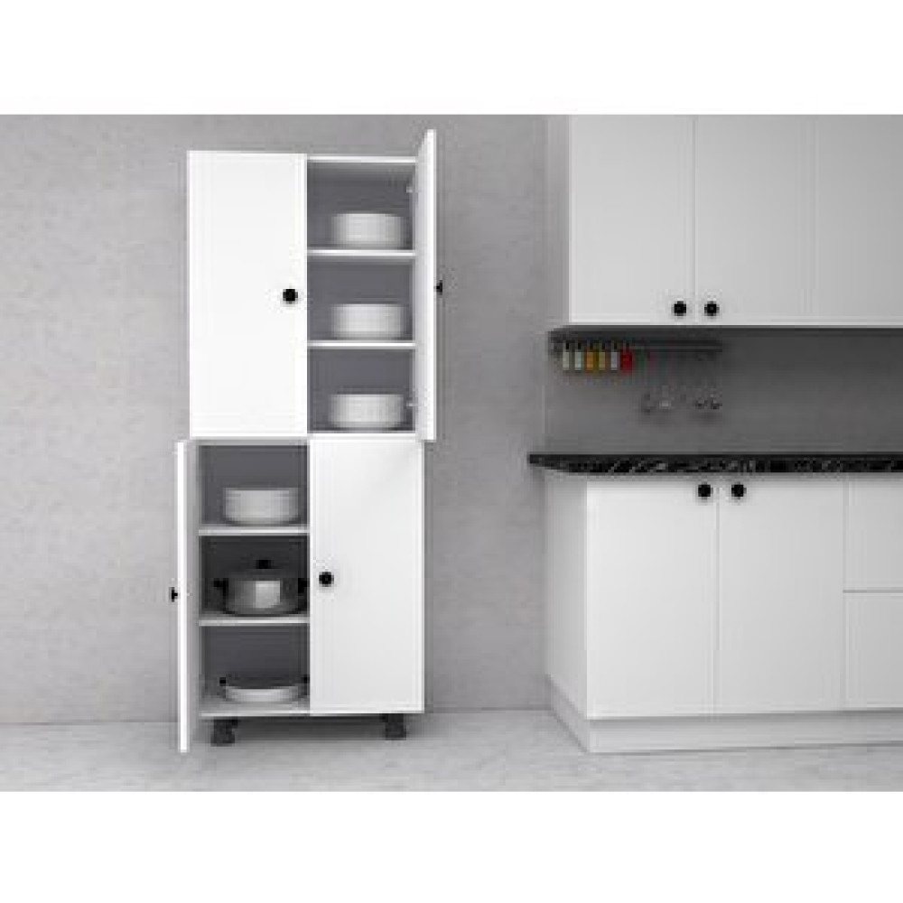 ZerkaConcept Tamamı Mdf 6 Raflı Çok Amaçlı Mutfak Banyo Ayakkabılık Dolabı Beyaz 70 Cm Mutfak Dolabı / Mobilyası Fiyatı