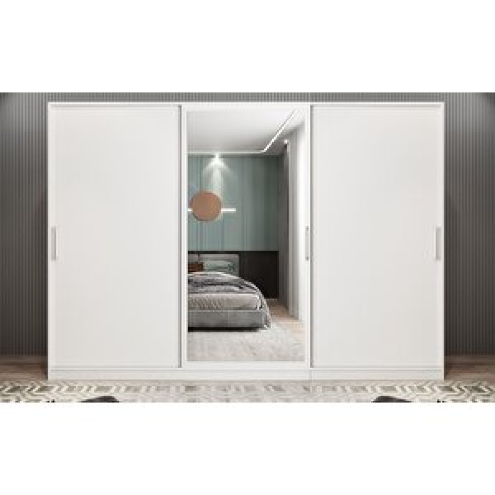 ZerkaConcept Vino Sürgü Kapaklı Dolap Gardırop Beyaz 270 Cm Montaj Dahil Gardrop & Dolap Fiyatı