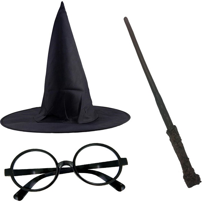 Zero Land Ds-Derin Harry Potter Siyah Şapkası Harry Potter Gözlüğü Harry Potter Asası 3 Lü Set Diğer Fiyatı