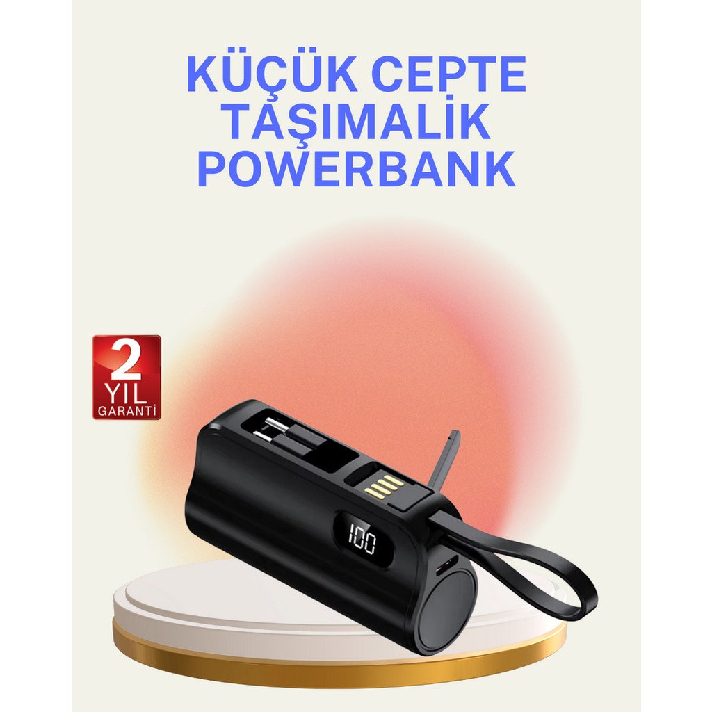 Zero Land Gld-spt- Dahili Konektörlü 20w Hızlı Şarj Mini Taşınabilir Powerbank - Metal Taşınabilir Şarj Cihazı - Powerbank Fiyatı