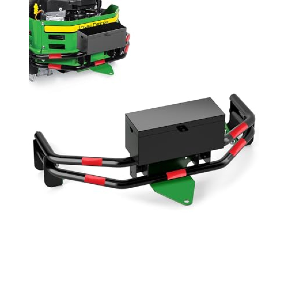 Zero Turn Lawn Mower One-Piece Rear Bumper Hitch with Toolbox for John Deere Z235 Z255 Z335E Z335M Z345M Z345R Z355E Z375R BM2448 ZTrak, Upgrade Heavy Duty Zero Turn Trailer Hitch Accessories Parts