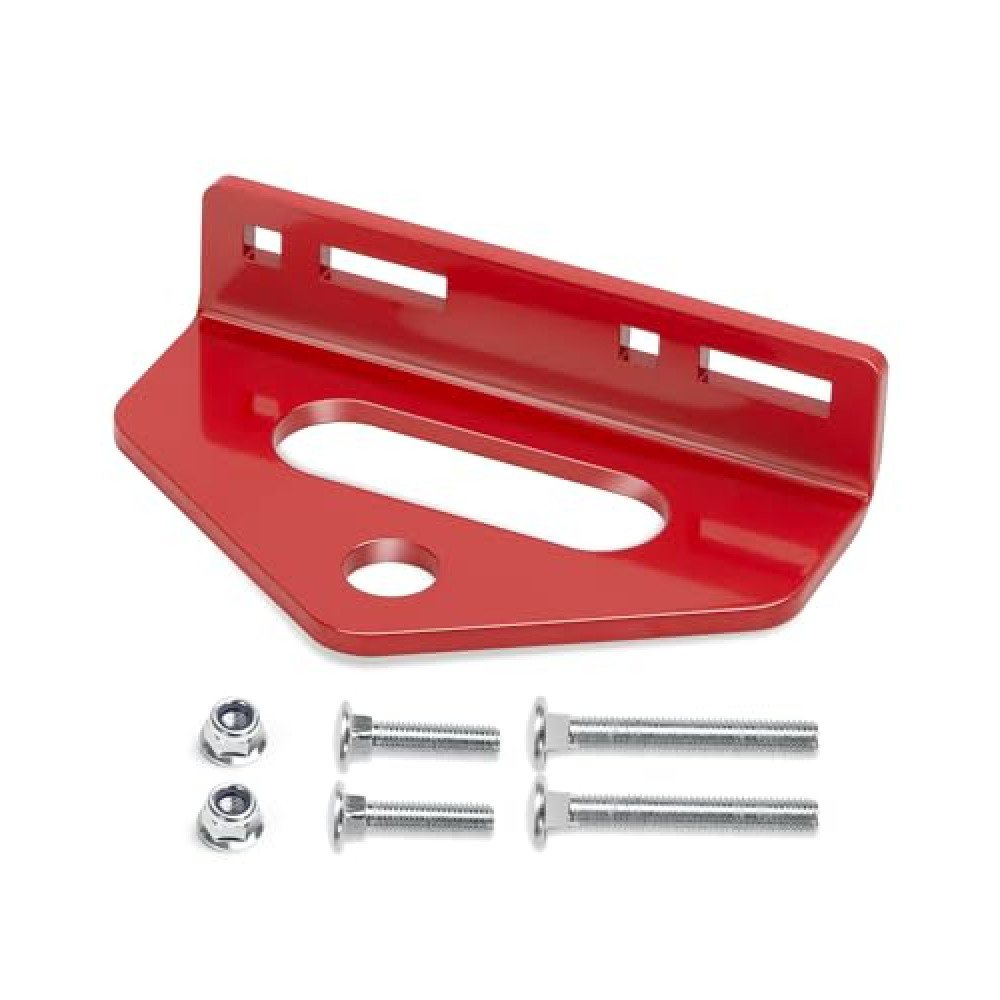 Zero Turn Mower Trailer Tow Hitch, 1/4"(6mm) Thick Heavy Duty Steel Universal Lawn Trailer Hitch 2"-5.1" Hole Center, Versatile Chain Slot Rugged Steel Trailer Hitch with Carriage Bolt Hardware Red