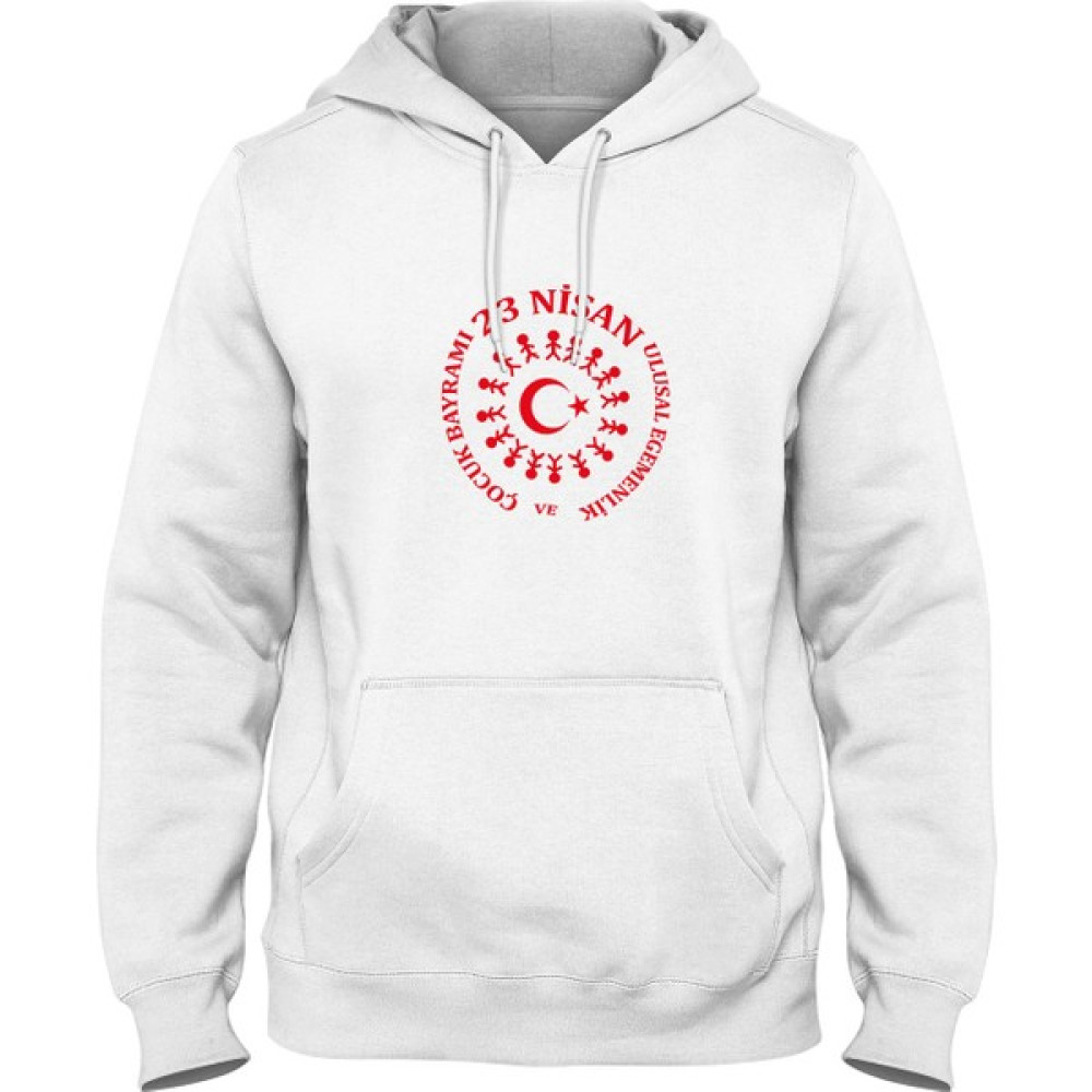 Zeron Tasarım 23 Nisan Baskılı Kanguru Cepli Kapşonlu Sweatshirt BLL1525 Erkek Sweatshirt Fiyatı