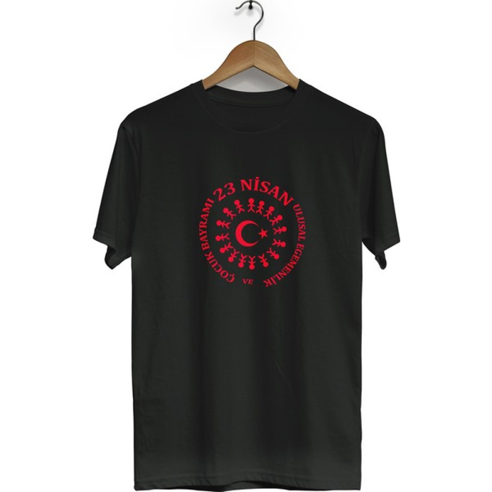 Zeron Tasarım 23 Nisan Baskılı Kısa Kol Bisiklet Yaka Tişört BLL1525 Erkek T-shirt Fiyatı
