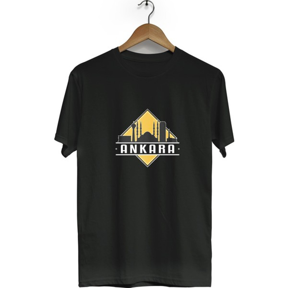 Zeron Tasarım Ankara Baskılı Kısa Kol Bisiklet Yaka Tişört BLL2262 Erkek T-shirt Fiyatı