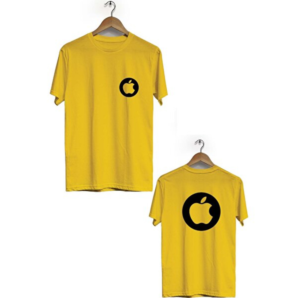 Zeron Tasarım Apple Logo Ön Arka Baskılı Kısa Kol Bisiklet Yaka T-Shirt BLL392 Erkek T-shirt Fiyatı