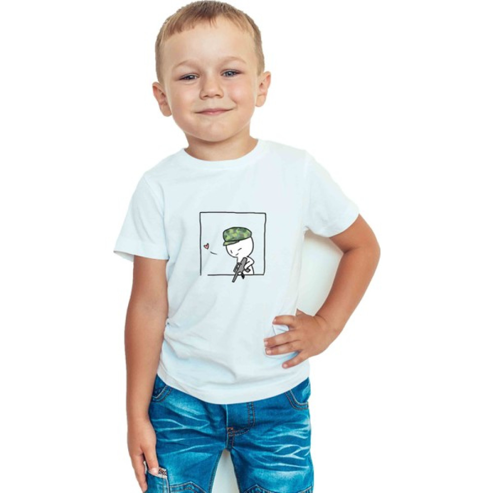 Zeron Tasarım Asker Baskılı Bisiklet Yaka Çocuk Tişörtü BLL3399 Erkek Çocuk T-shirt Fiyatı