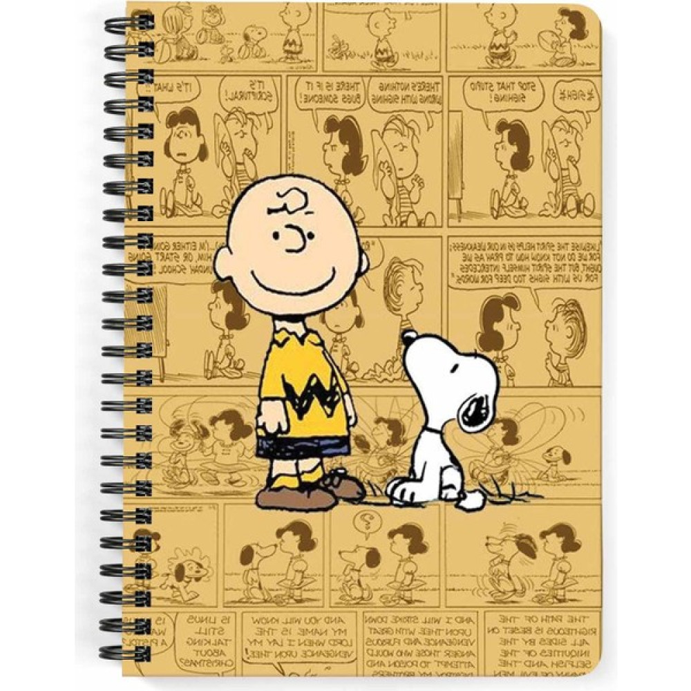 Zeron Tasarım Charlie Brown Snoopy Baskılı Spiralli Ahşap Kapaklı Defter 15X20 cm DFT4747 Spiralli Defter Fiyatı