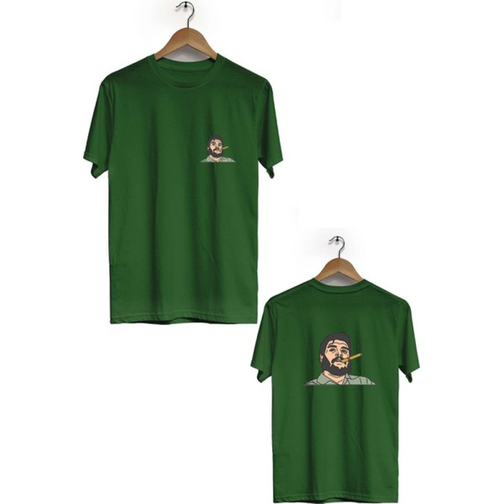 Zeron Tasarım Che Guevara Ön Arka Baskılı Kısa Kol Bisiklet Yaka Tişört BLL3444 Erkek T-shirt Fiyatı
