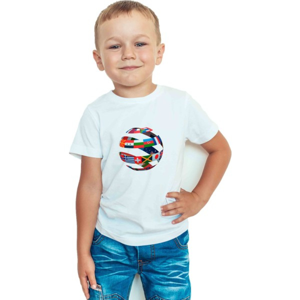 Zeron Tasarım Dünya Baskılı Bisiklet Yaka Çocuk Tişörtü BLL2796 Erkek Çocuk T-shirt Fiyatı