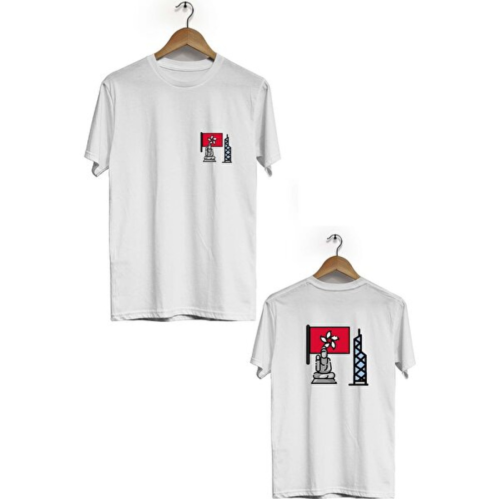 Zeron Tasarım Hong Kong Ön Arka Baskılı Kısa Kol Bisiklet Yaka Tişört BLL3096 Erkek T-shirt Fiyatı
