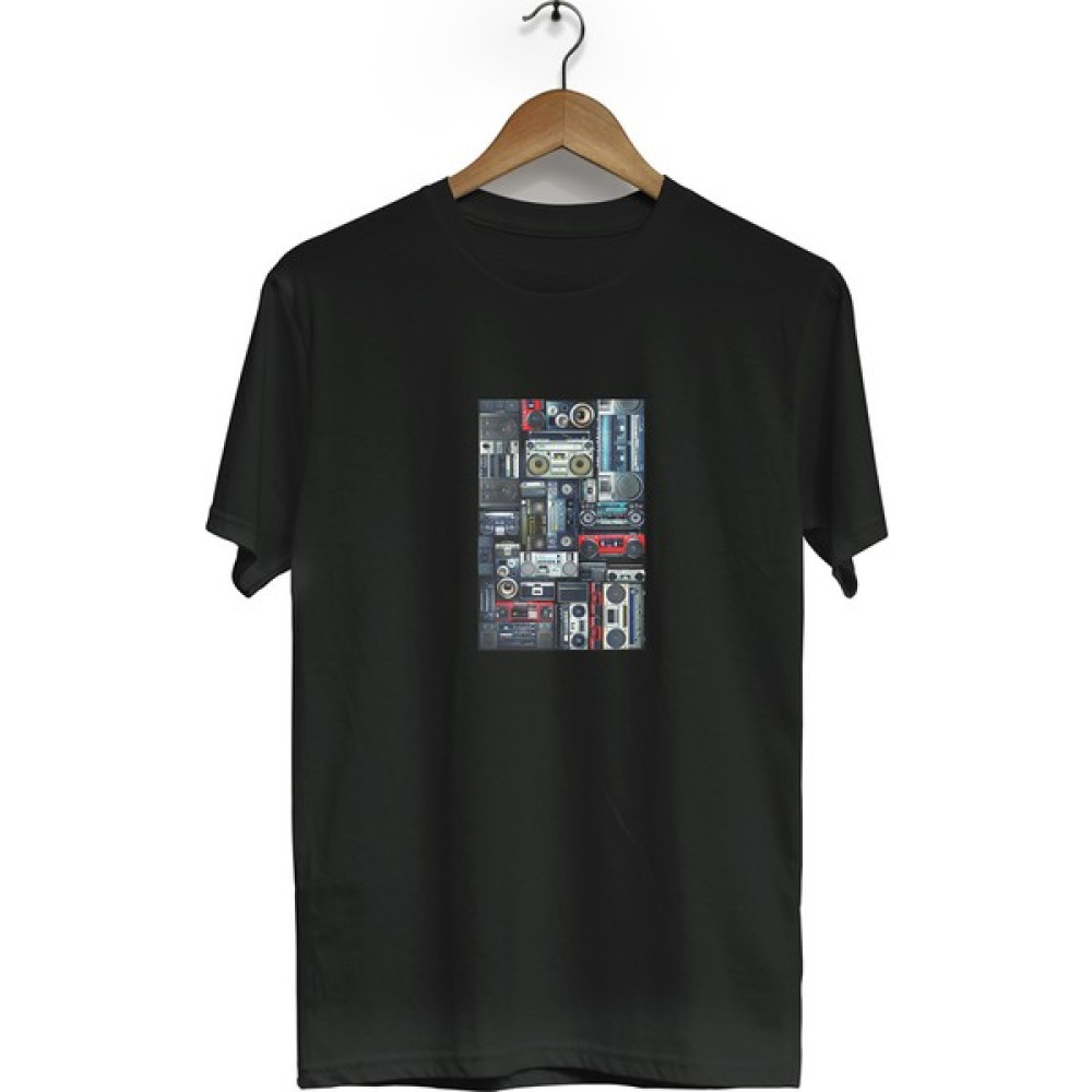 Zeron Tasarım Kaset Baskılı Kısa Kol Bisiklet Yaka Tişört BLL493 Erkek T-shirt Fiyatı