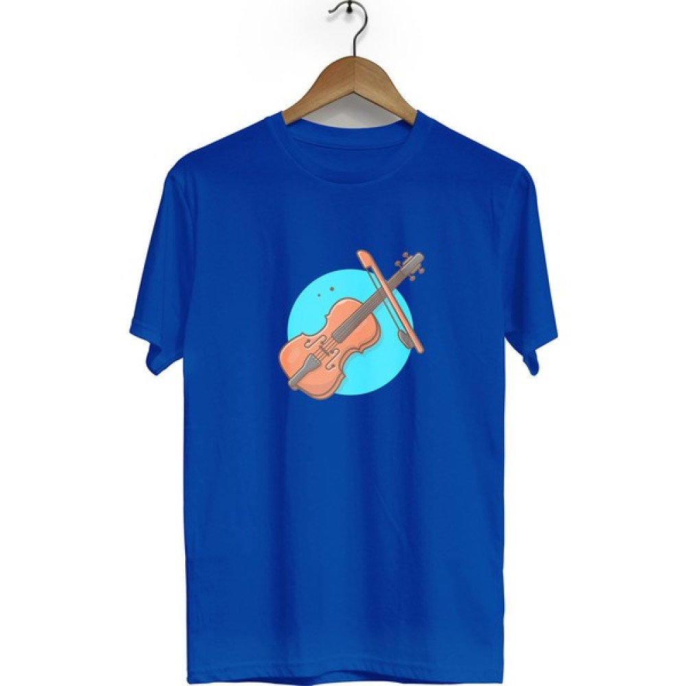 Zeron Tasarım Keman Baskılı Kısa Kol Bisiklet Yaka Tişört BLL1639 Erkek T-shirt Fiyatı
