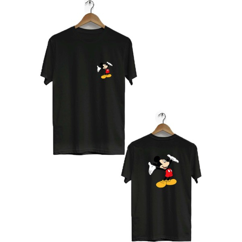 Zeron Tasarım Mickey Mouse Ön Arka Baskılı Kısa Kol Bisiklet Yaka Tişört BLL2731 Erkek T-shirt Fiyatı