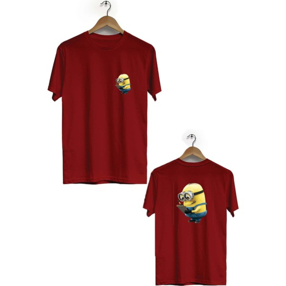Zeron Tasarım Minyonlar Ön Arka Baskılı Kısa Kol Bisiklet Yaka Tişört BLL2772 Erkek T-shirt Fiyatı