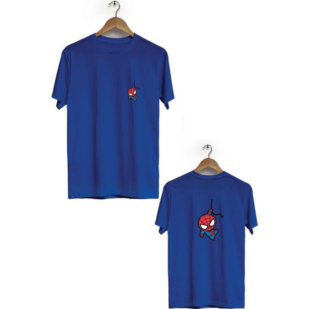 Zeron Tasarım Örümcek Adam Ön Arka Baskılı Kısa Kol Bisiklet Yaka Tişört BLL2398 Erkek T-shirt Fiyatı