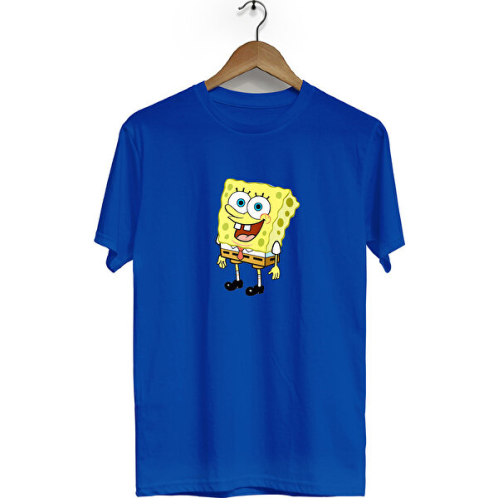 Zeron Tasarım Sünger Bob Baskılı Kısa Kol Bisiklet Yaka Tişört BLL2887 Erkek T-shirt Fiyatı