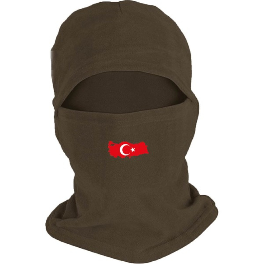 Zeron Tasarım Türkiye Haritası Baskılı Kışlık Polar Kar Maskesi Haki BLL2738 Erkek Beresi Fiyatı