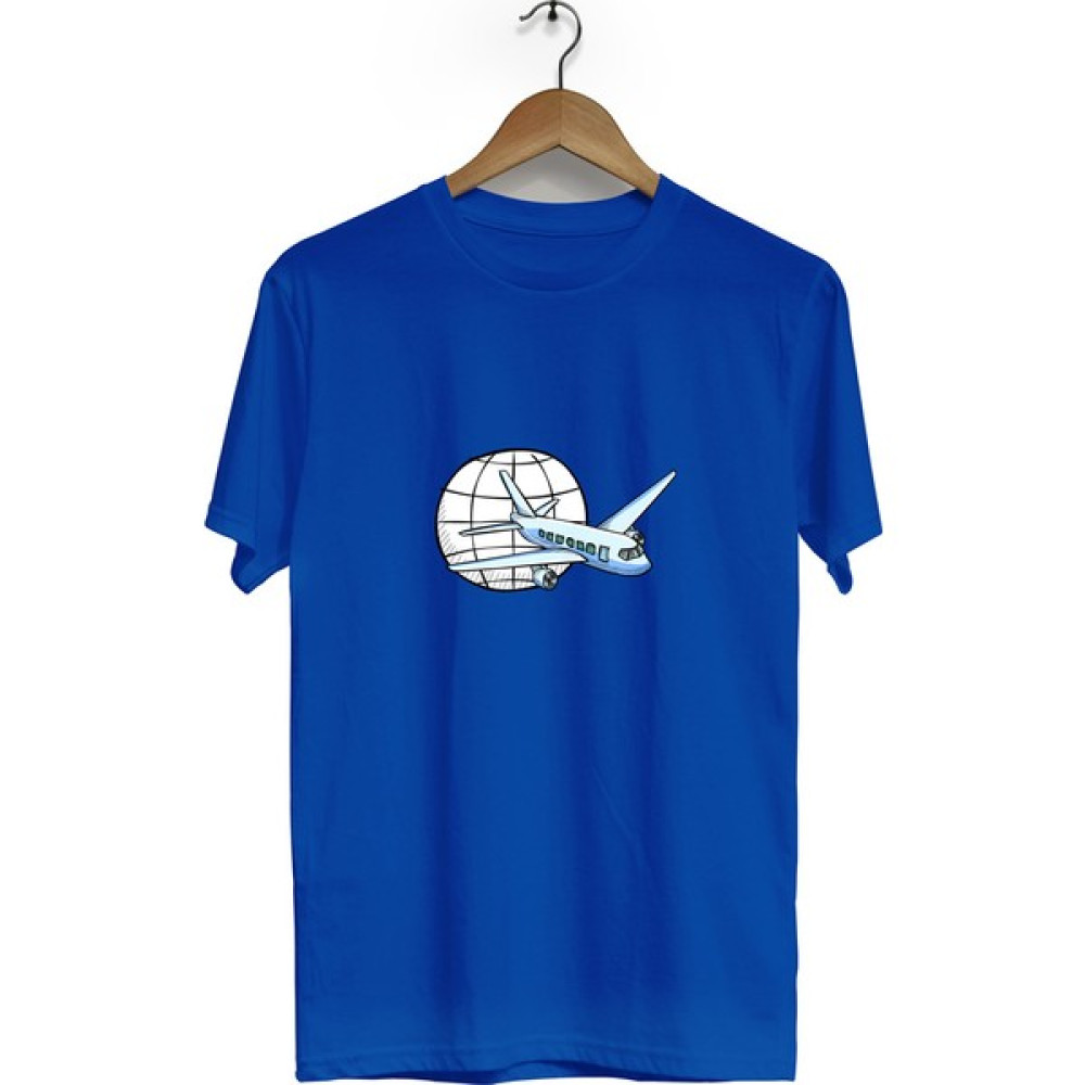 Zeron Tasarım Uçak Baskılı Kısa Kol Bisiklet Yaka Tişört BLL2267 Erkek T-shirt Fiyatı