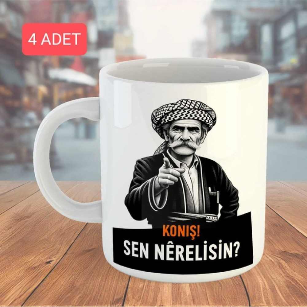 Zerya Konuş Sen Nerelisin Tasarımlı Porselen Kupa Bardak - Konuş Sen Nerelisin Kupası (4 Adet) - Beyaz Oto Boyaları Fiyatı