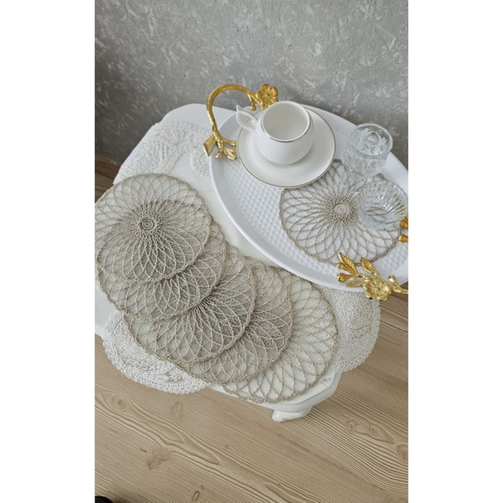 Zesa Home 6 Lı Kahve Yanı Şık Sunum Pçetesi Güpür Tül Peçeteler - Cappuccino - 15 x 15 cm Masa Örtüsü Fiyatı
