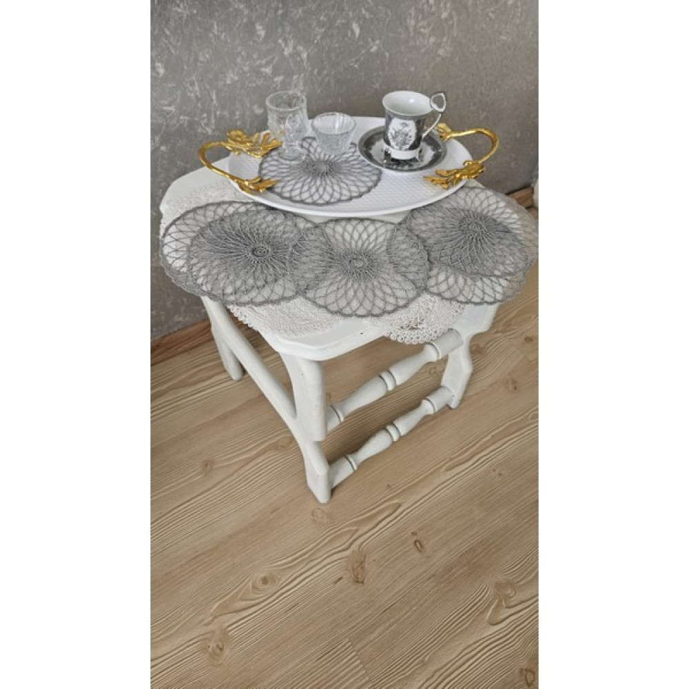 Zesa Home 6 Lı Kahve Yanı Şık Sunum Pçetesi Güpür Tül Peçeteler - Gri - 15 x 15 cm Masa Örtüsü Fiyatı