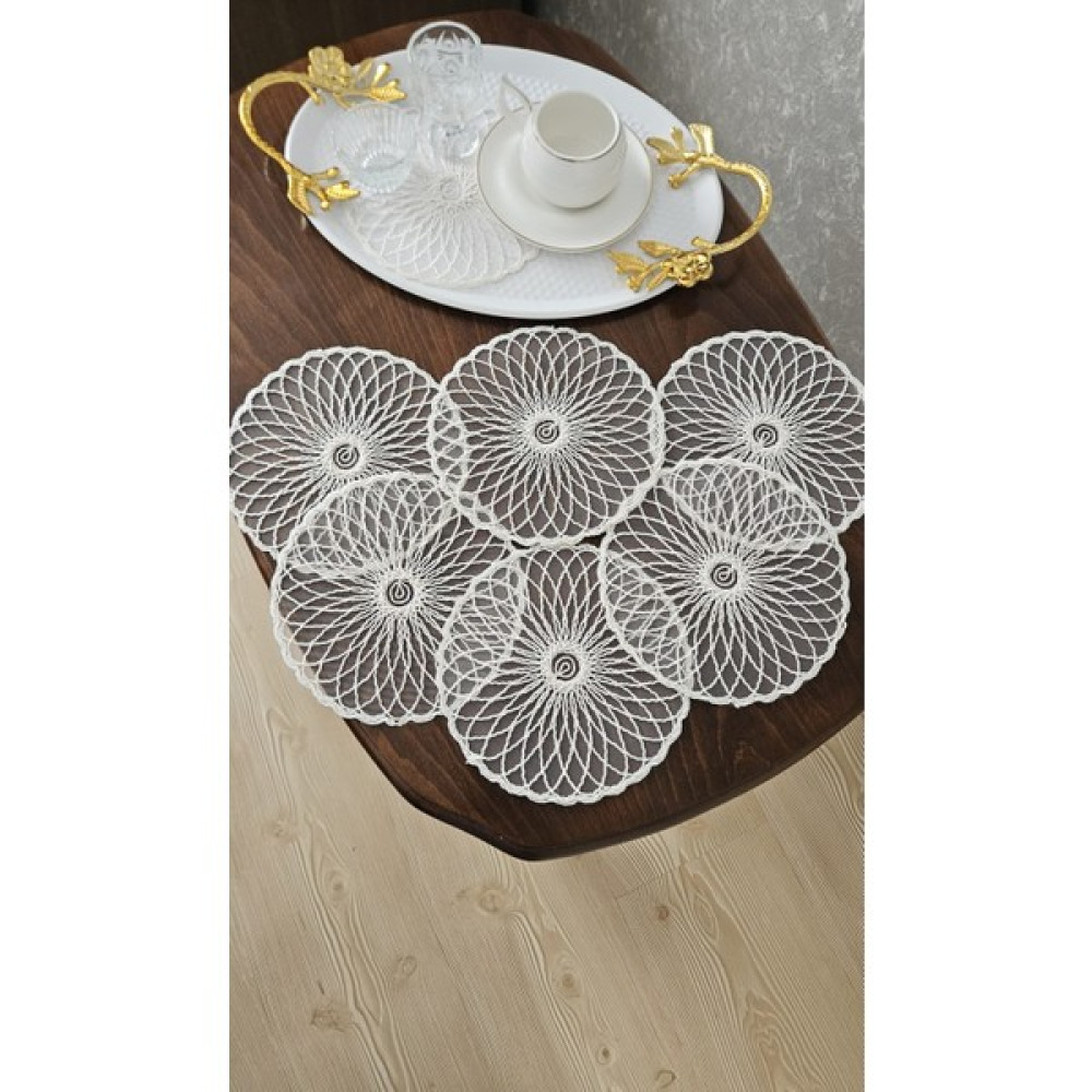 Zesa Home 6 Lı Kahve Yanı Şık Sunum Pçetesi Güpür Tül Peçeteler - Krem - 15 x 15 cm Masa Örtüsü Fiyatı