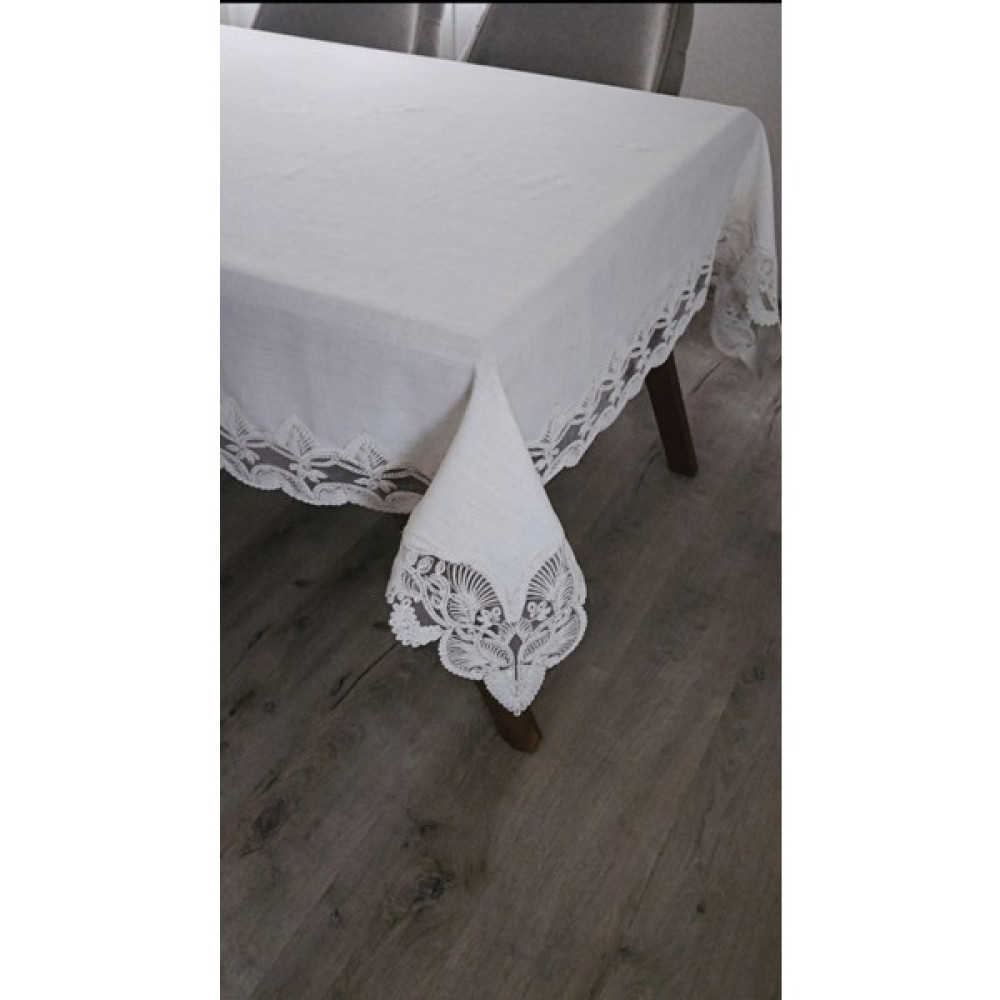 Zesa Home Gardenya Keten Dertsiz Ağır Güpürlü Krem Masa ÖRTÜSÜ-160X160...160X500 - 160 x 500 cm Masa Örtüsü Fiyatı