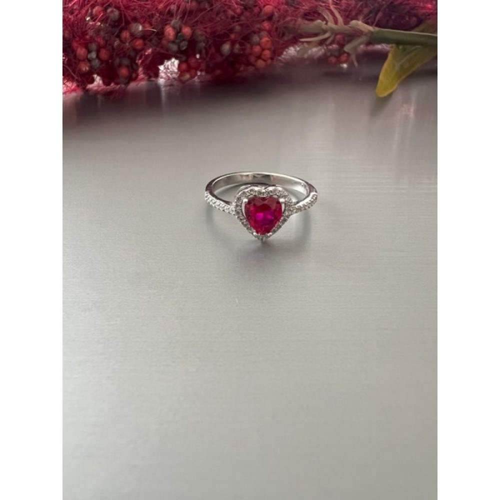 Zeta Jewel Kalpli Kırmızı Taşlı Gümüş Yüzük - 18 Gümüş Yüzük Fiyatı