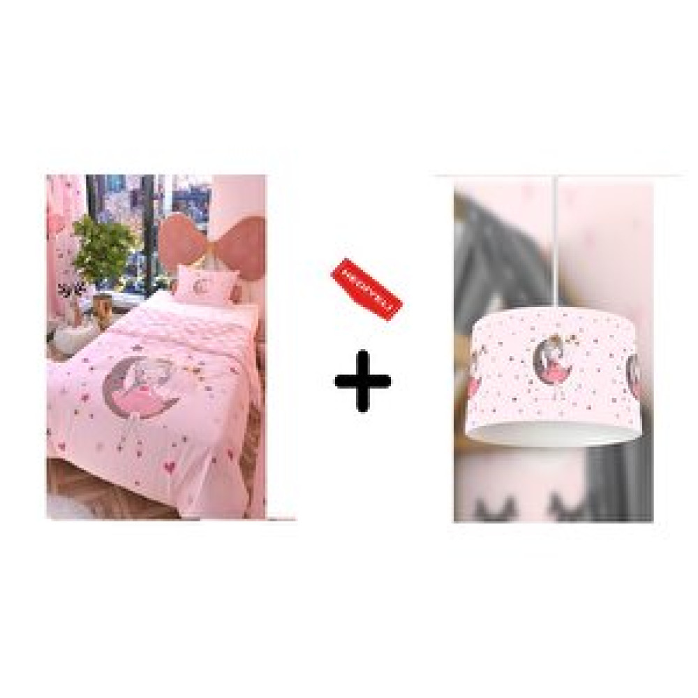 Zethome Ay Kız Avize Ve Çift Taraflı Çocuk Nevresim Takımı 160x220 Cm Pudra Set Nevresim Takımı Fiyatı