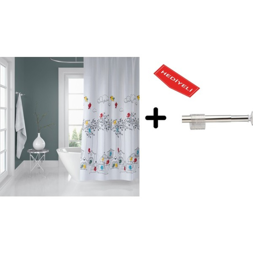 Zethome Banyo Perdesi 180X200 Duş Perdesi Borusu ve C Halka Hediyeli 6144 - Beyaz Duş / Banyo Perdesi Fiyatı