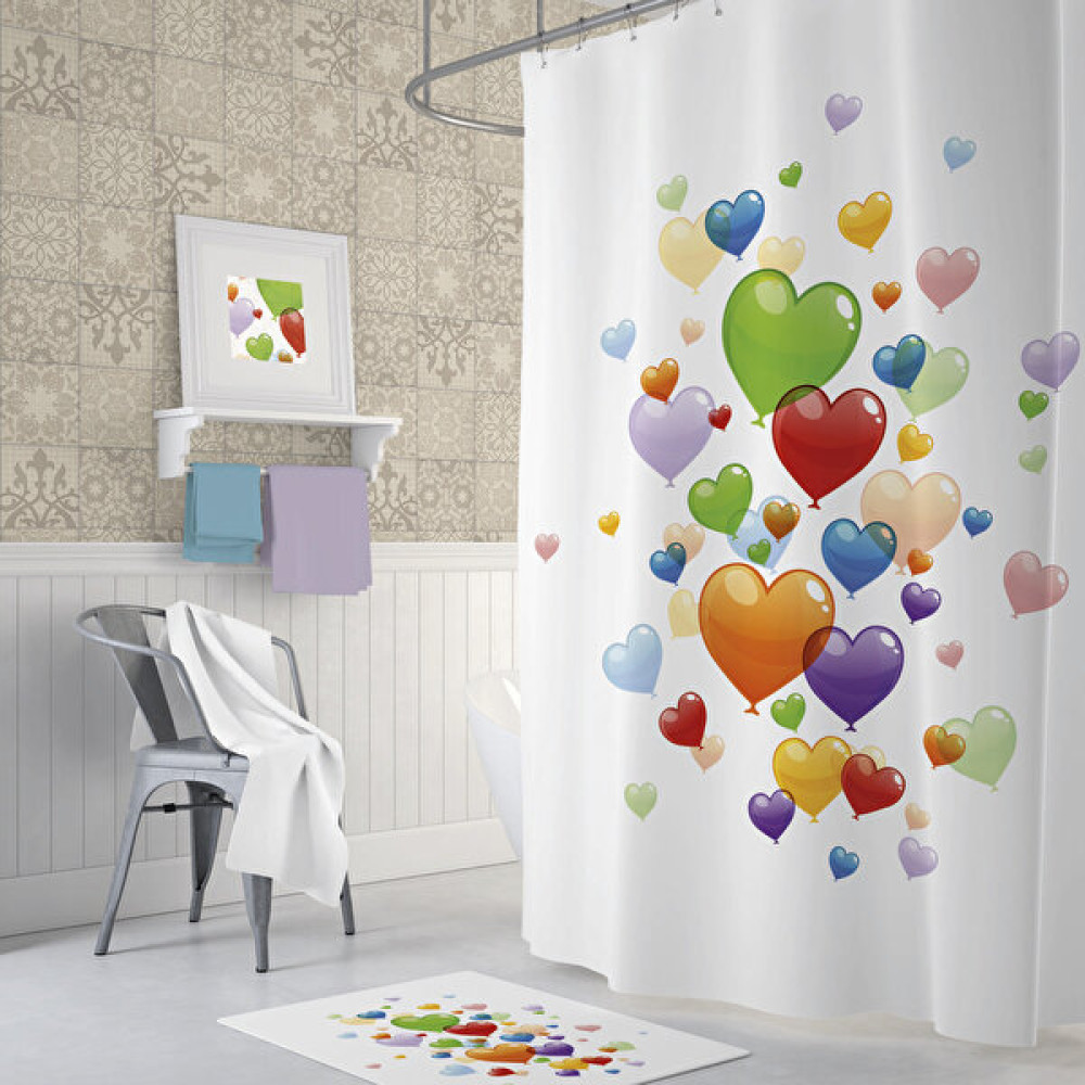 Zethome Tropik Heart Balloons Banyo Duş Perdesi Tek Kanat 1 x 180 x 200 cm Duş / Banyo Perdesi Fiyatı