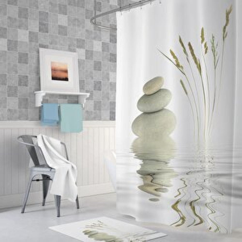 Zethome Tropik Stone And Reed Banyo Duş Perdesi Tek Kanat 1x120x200 Duş / Banyo Perdesi Fiyatı