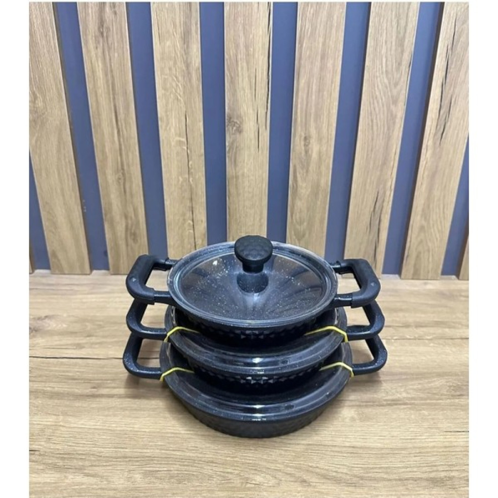 Zetmon Ağır Granit Döküm Yanmaz Yapışmaz Cam Kapaklı Sahan Takımı 18-20-22CM Yumurta Yemek Sahan - 18-20-22 CM - Siyah Tavalar Fiyatı