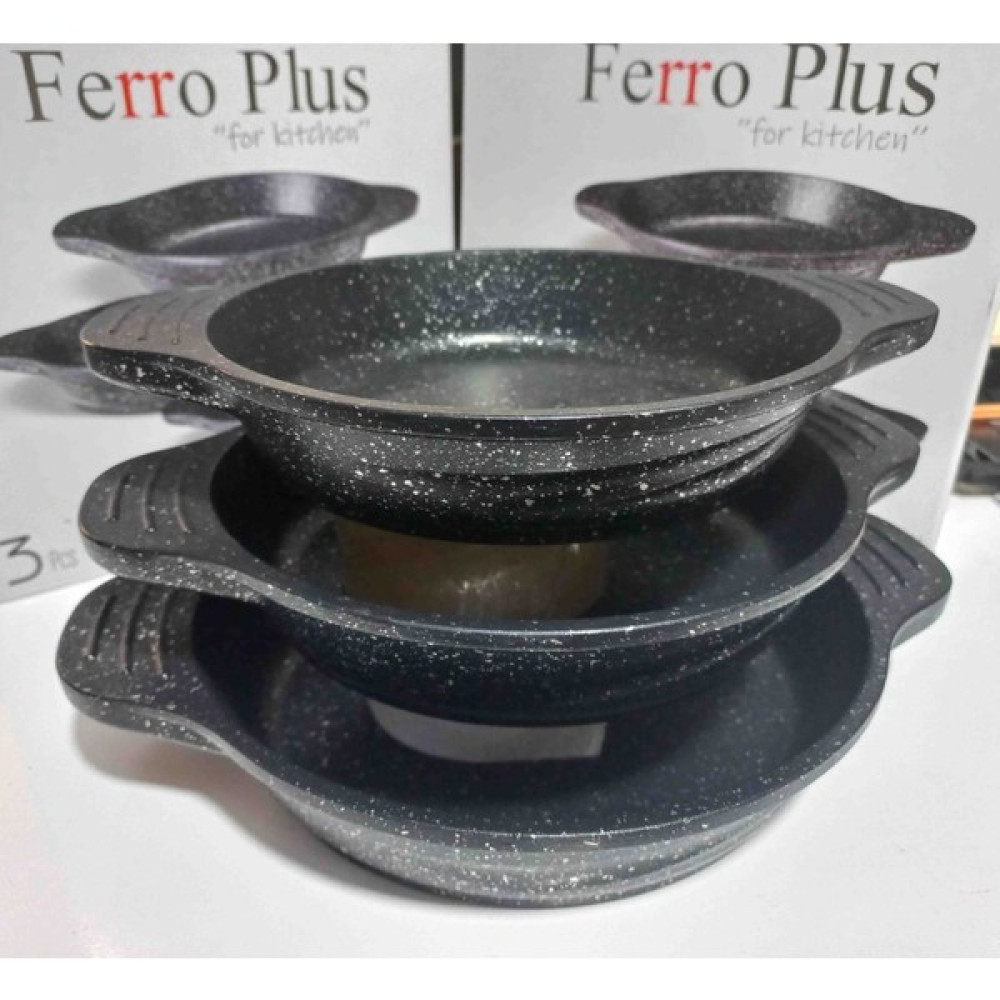Zetmon Ferro Plus Granit Döküm 3 Lü Sahan Takımı 16-18-20CM - 16*18*20 SET - Siyah Tavalar Fiyatı