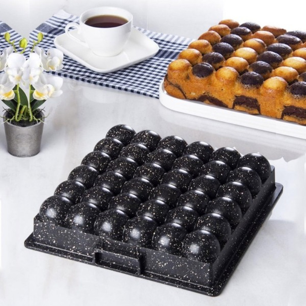 Zetmon Granit Döküm Tart Kalıbı Kare Atom Şekilli Dilimli 26X26CM - Siyah Kek Kalıpları Fiyatı