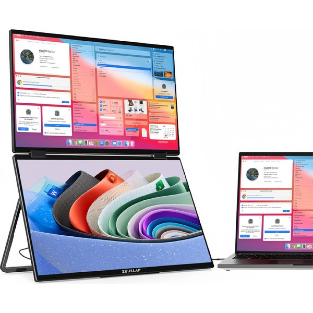 ZEUSLAP Z15W 2x15.6" Çift Ekran 1920*1080@60Hz Full HD ADS-IPS Panel Type-C 100% sRGB 300Cd/m² Taşınabilir Monitör (ZL-Z15W) Monitör Fiyatı