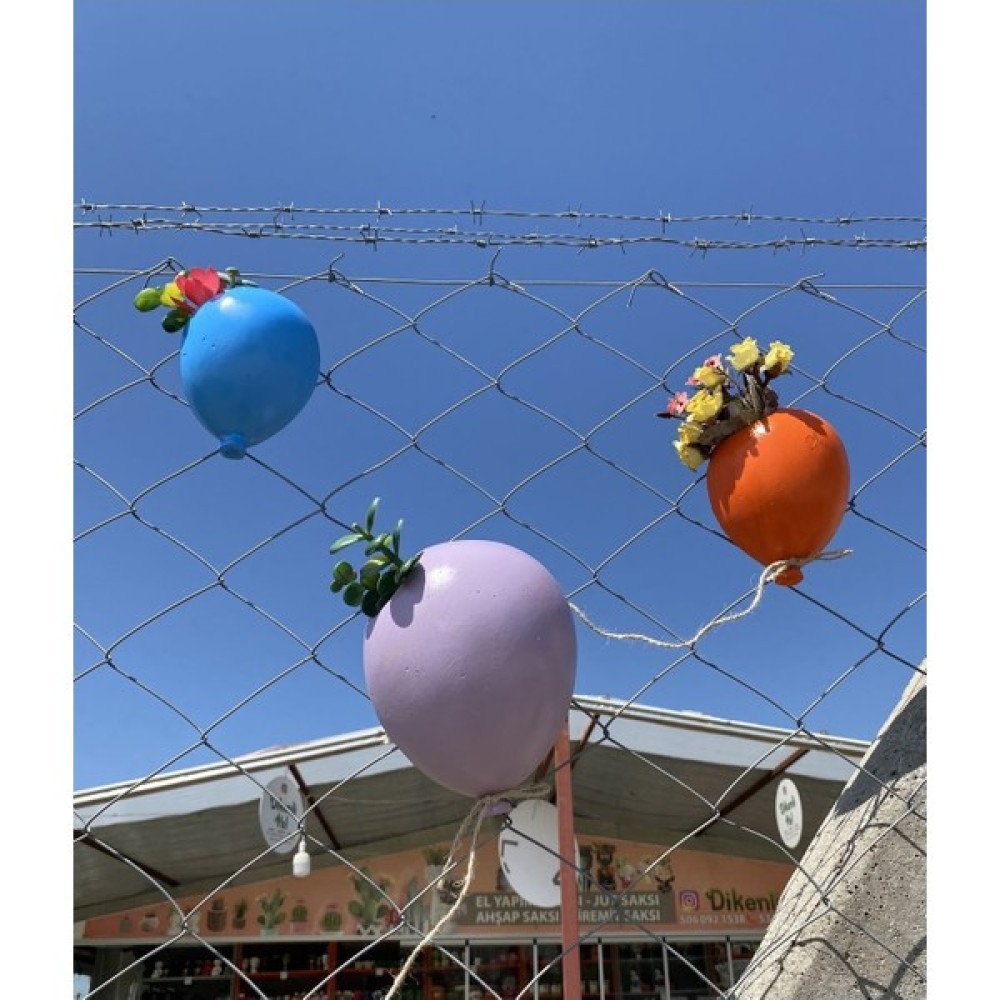 Zevki Senin Balon Saksı Duvar Süsü Özel Tasarım - Turuncu Saksı ve Aksesuarları Fiyatı