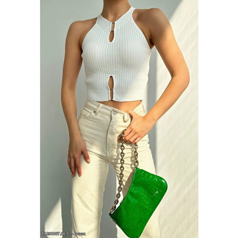 Zey Studio Kadın Siyah Halter Yaka Cut-Out Detaylı Crop Bluz Bluz Fiyatı