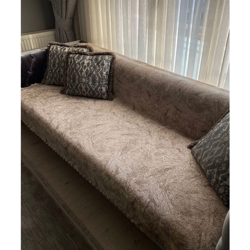 Zeyhan Tekstil Damar Desenli Kaymaz Leke Turmaz Tüy Toplamaz Süngerli Koltuk Kanepe Çekyat Örtüsü Şalı - Vizon - 170 x 215 cm Koltuk & Kanepe Örtüsü Fiyatı