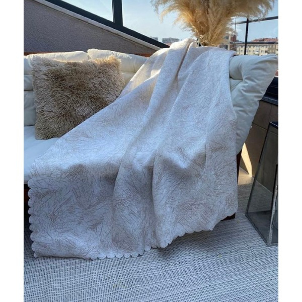 Zeyhan Tekstil Damar Desenli Kaymaz Leke Tutmaz Tüy Toplamaz Süngerli Koltuk Kanepe Çekyat Örtüsü Şalı - Ekru - 170 x 215 cm Koltuk & Kanepe Örtüsü Fiyatı