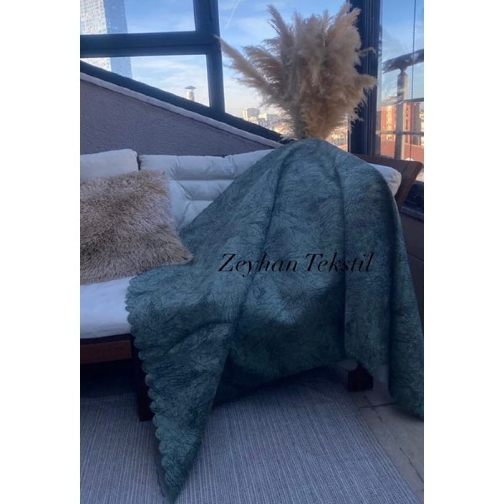Zeyhan Tekstil Damar Desenli Kaymaz Leke Tutmaz Tüy Toplamaz Süngerli Koltuk Kanepe Çekyet Örtüsü Şalı - Haki Yeşili - 170 x 215 cm Koltuk & Kanepe Örtüsü Fiyatı